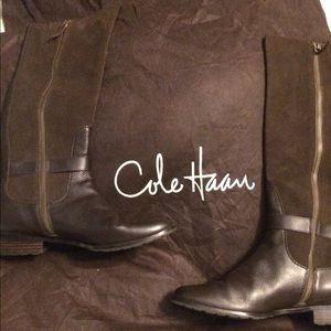 Cole Haan women’s brown suede & leather riding boots